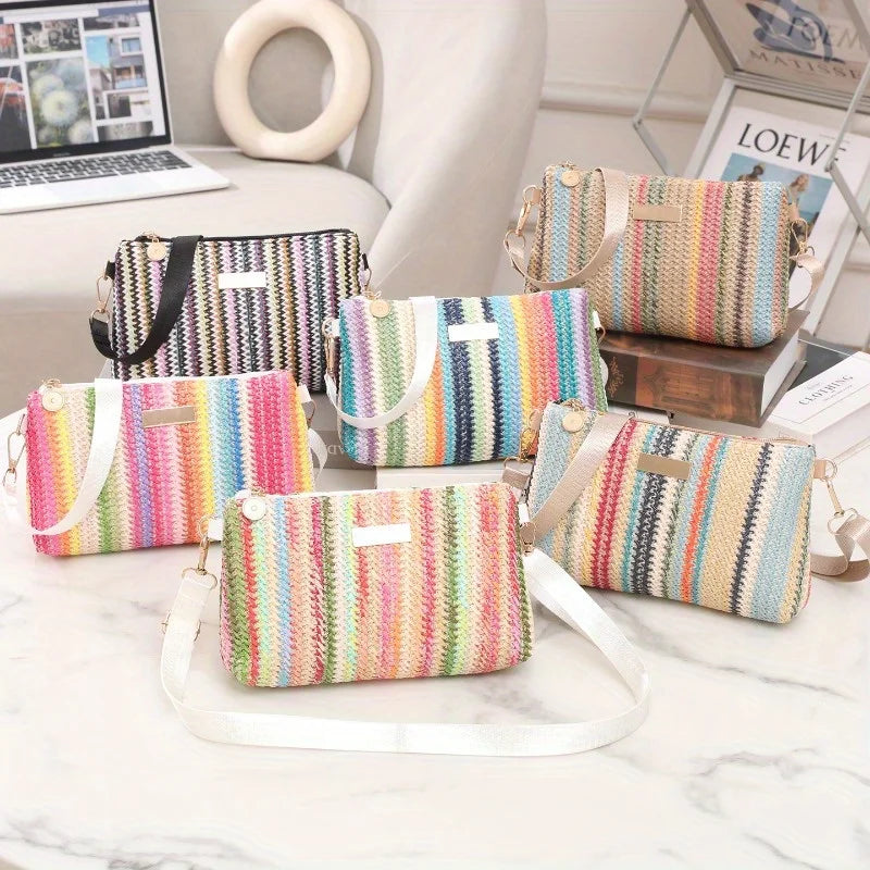 Pastorale Geflochtene Umhängetasche – Retro Bunte Kleine Quadratische Schultertasche für Damen & Mädchen Kaufschwan®