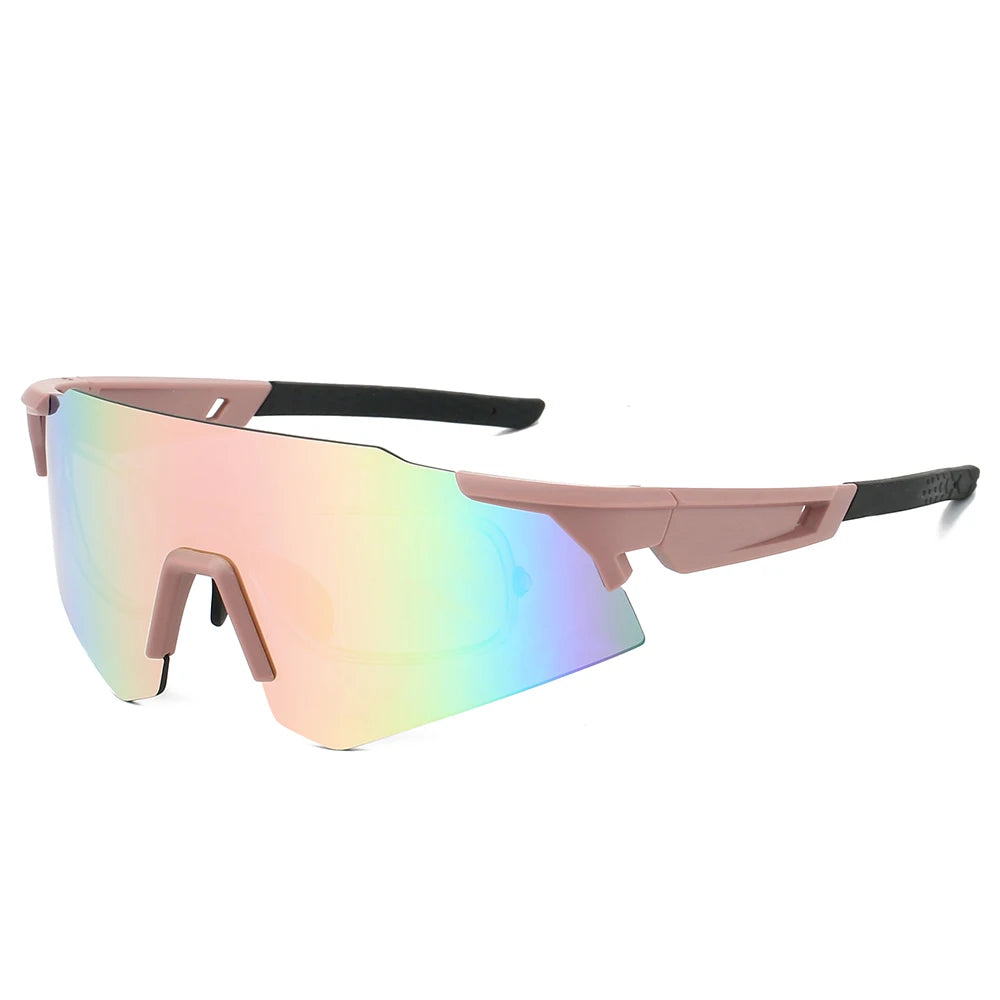 Übergroße Sportbrille/Skibrille – Modische Outdoor Sonnenbrille für Damen & Herren | Trendige Spiegelbrille mit UV400 Schutz für Radfahren & Freizeit Kaufschwan® Rosa