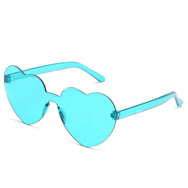 Randlose Herzförmige Polarisierte Sonnenbrille – Farbenfrohe Getönte Sonnenbrille mit UV400-Schutz und Polycarbonatgläsern für Damen und Mädchen Kaufschwan® Himmelblau