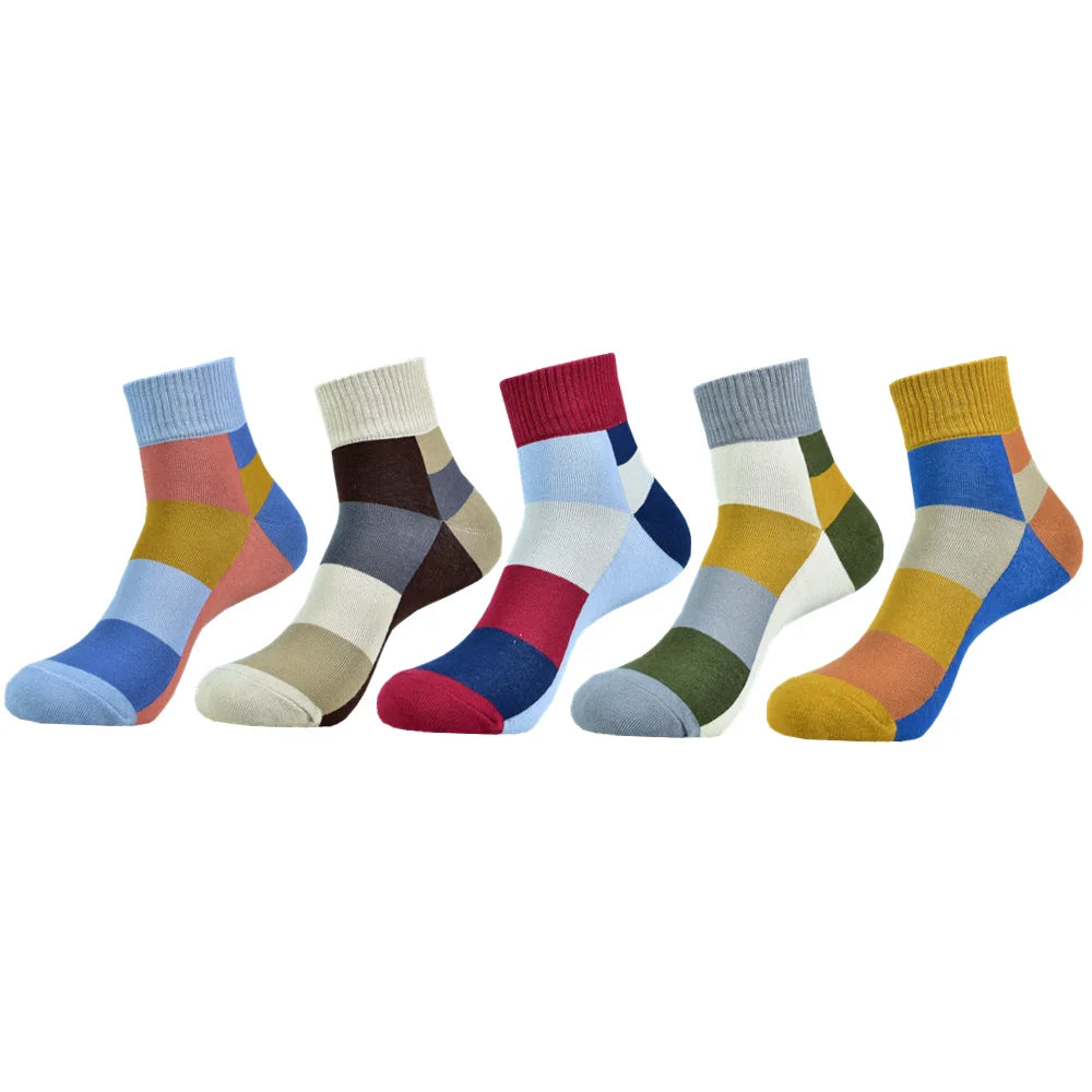 5 Paare Herren Frühling/Sommer Baumwolle Mehrfarbige Kurze Bootssocken | Hochwertige Modische Innovative Kurzsocken Kaufschwan® Bunt 4 - 5 Paare EU (40-46)