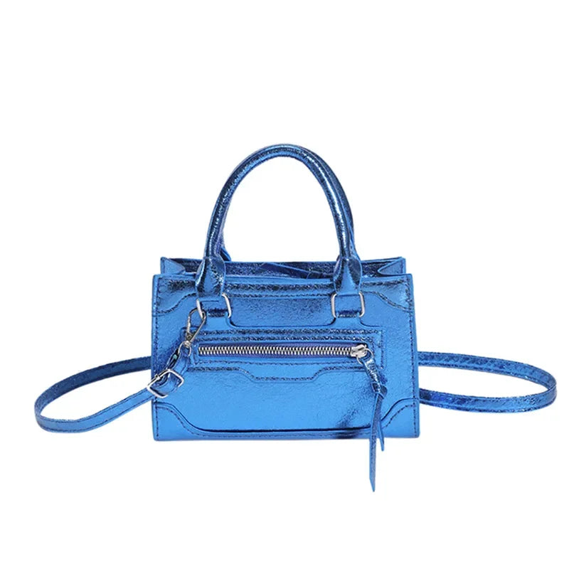 Glänzende Lackleder Crossbody Tasche – Damen Schulter Handtasche im Weichen Quadratischen Design mit Reißverschluss & Polyesterfutter Kaufschwan®