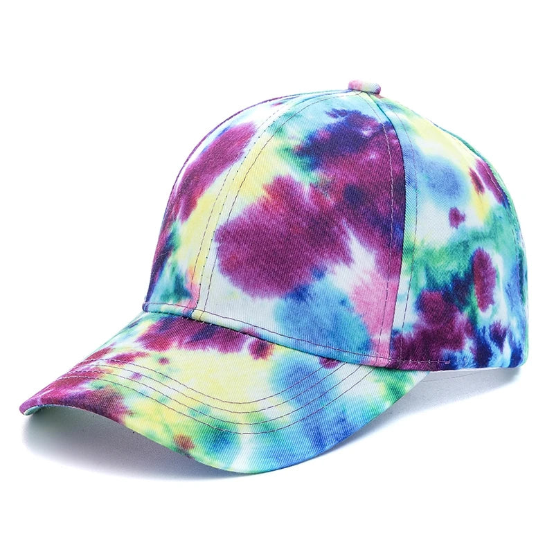 Neue Outdoor Freizeit Tie-Dye Kappe | Damen Regenbogen Bunte Baseballkappe | Streetwear Sommerhut Kaufschwan® Lila Blau 56cm-60cm