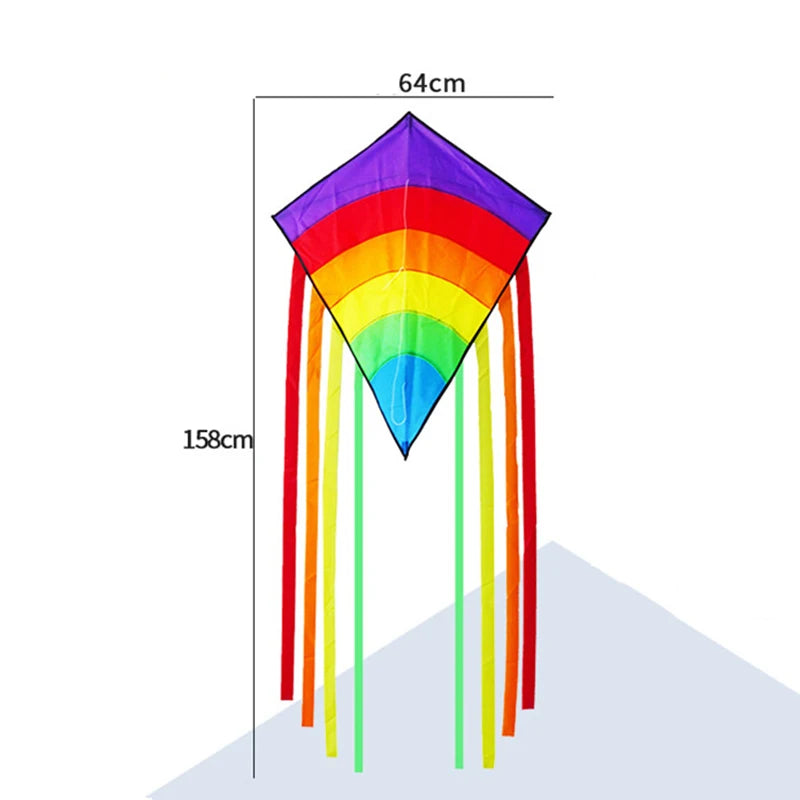 Bunter Regenbogen-Drachen in Rautenform – Kinderdrachen mit Langem Schwanz für Anfänger, Strand und Freizeit im Freien Kaufschwan®