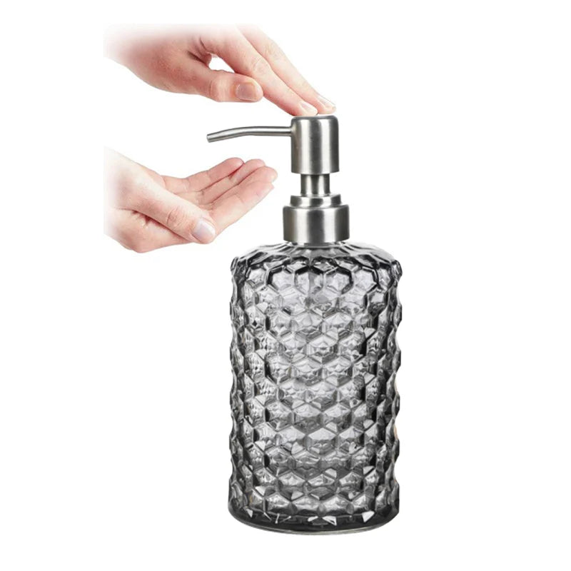 Transparenter Flüssigseifenspender – Verdickte Glasflasche mit Edelstahlpumpe, 500ml Badezimmer-Seifenspender Kaufschwan®