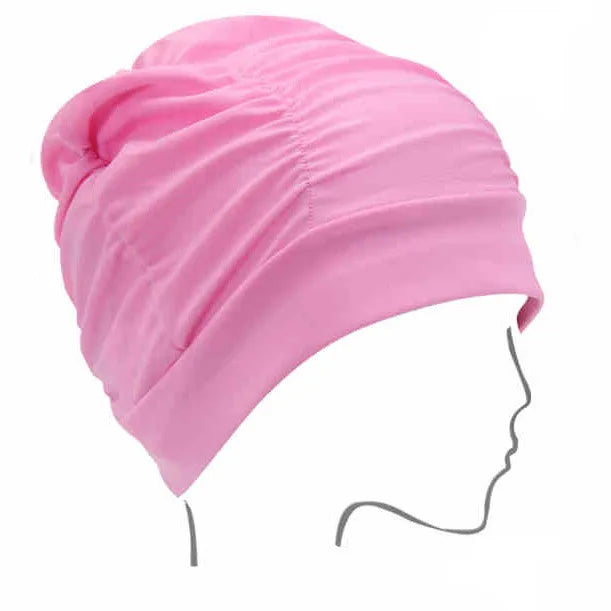 Damen Badehaube Turban Stil – Stoff Schwimmkappe | Schutz für Langes Haar & Ohren, Atmungsaktive Yoga- & Spa-Kappe in Mehreren Farben