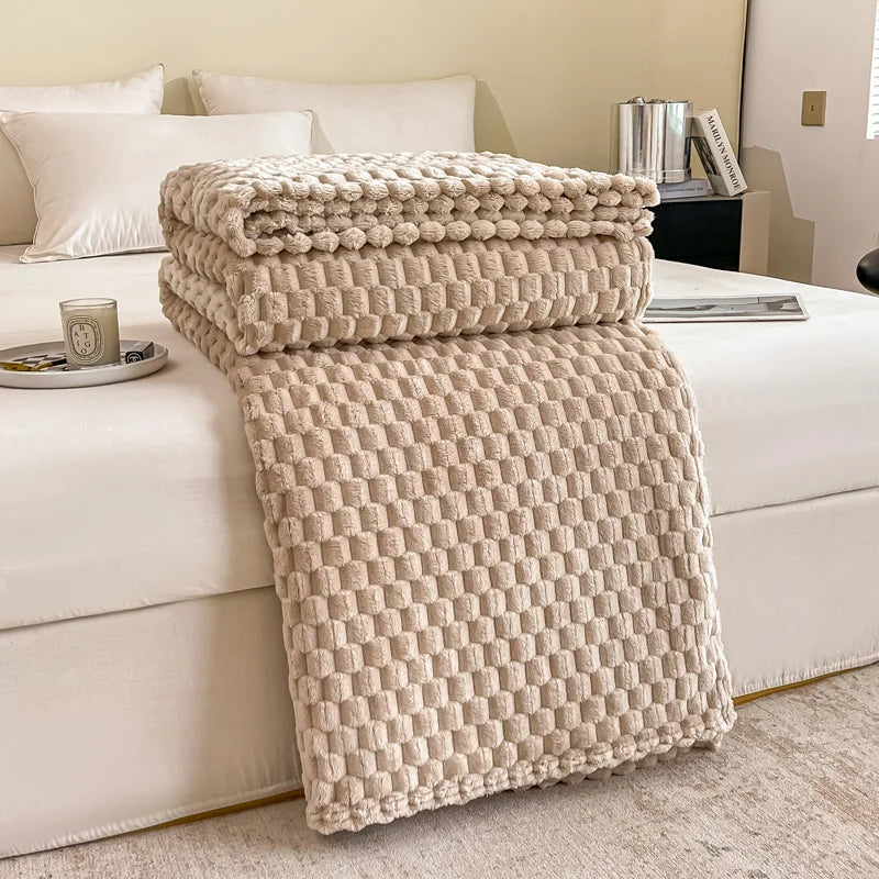 Kariert Weiche Warme Flauschige Samtdecke – Gemütlicher Sofaüberwurf & Bettdecke für Erwachsene, Kinder & Haustiere Kaufschwan® Beige 120x200cm(47x79inch)