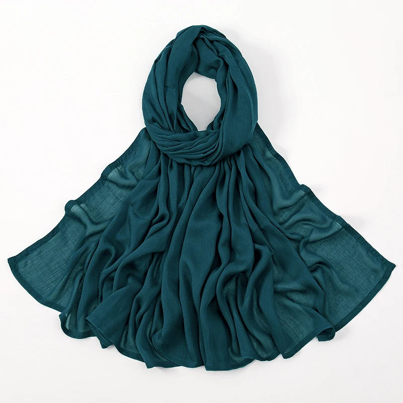 Damen Hijab Schal aus Baumwolle, Rayon & Modal – Großformat 190×85cm | Muslimisches Kopftuch, Eleganter Turban & Umschlagtuch