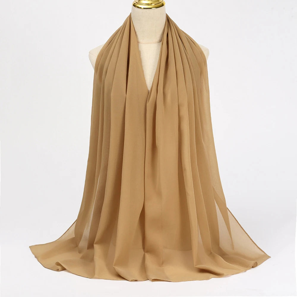 Muslimischer Chiffon Hijab Schal – Damen Langer Einfarbiger Kopf Schal | Eleganter Jersey Schleier & Modisches Umschlagtuch