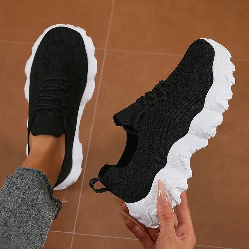 Damen Mesh-Sneaker mit Schnürung – Leichte Atmungsaktive Schuhe | Modische Bequeme Trainings- & Walkingschuhe Kaufschwan®