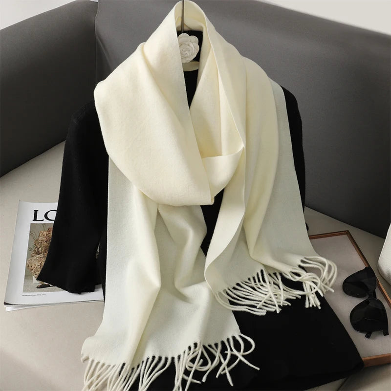 Bunte Winter Schals für Damen | Langer Kaschmir-Optik Wärmeschal | Einfarbig Hijab, Umschlagtuch & Pashmina Kopftuch
