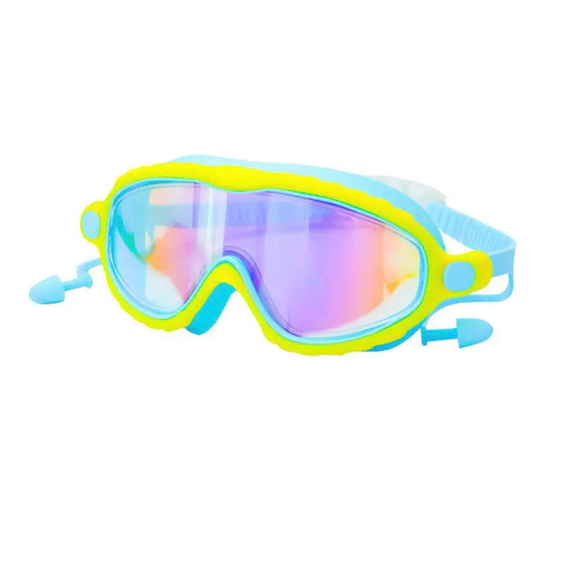 Kinder Schwimmbrille für Jungen & Mädchen (3–15 Jahre) | Großes Sichtfeld in HD | Anti-Beschlag | Auslaufsicher | Weiches Silikon für bequemen Sitz Kaufschwan® Reflektierend-Blau