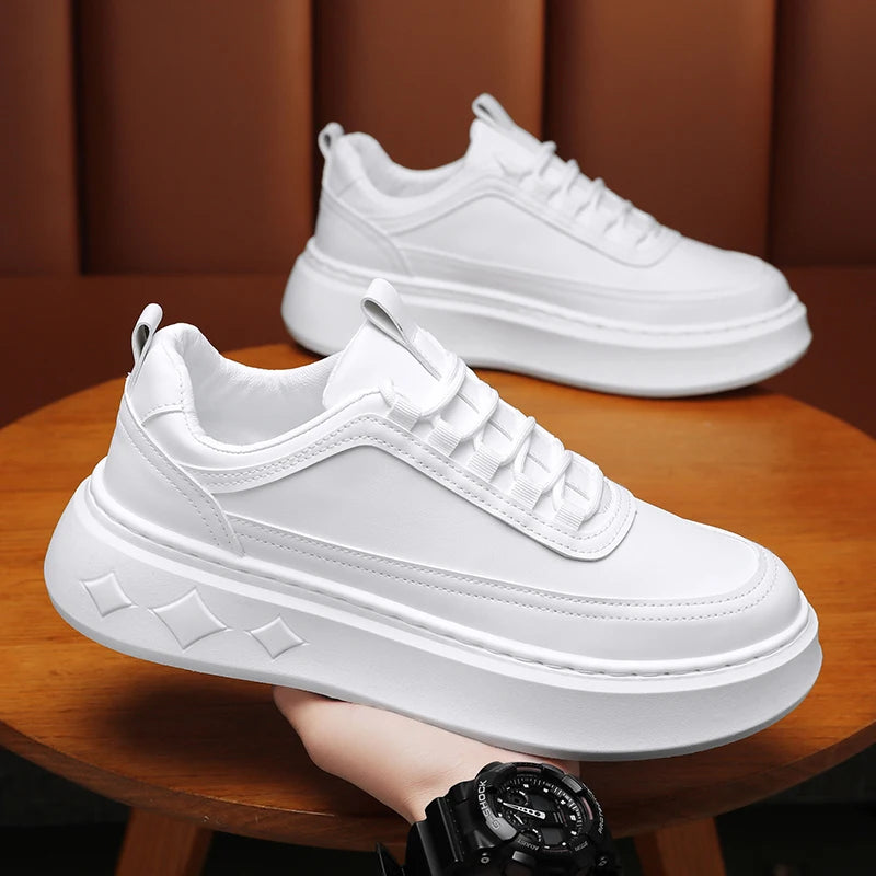 Modische Weiße Herren Sneaker – Plattform Sportschuhe für Outdoor Running | Atmungsaktive Leichte Laufschuhe mit Höheneffekt Kaufschwan®