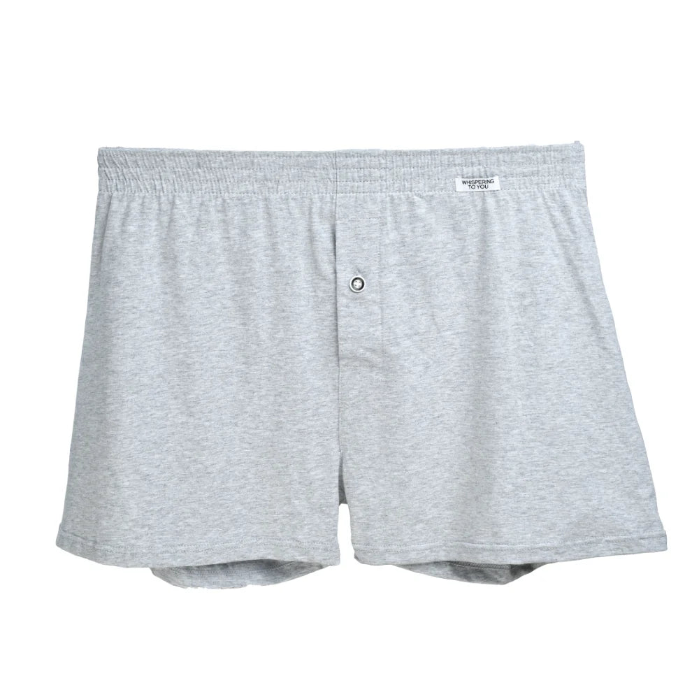 Herren Boxershorts aus Baumwolle – Bequeme Unterwäsche mit Elastischem Bund | Klassische Knopfleiste, Große Größen, Perfekt für Zuhause Kaufschwan® Grau M (50-65kg)