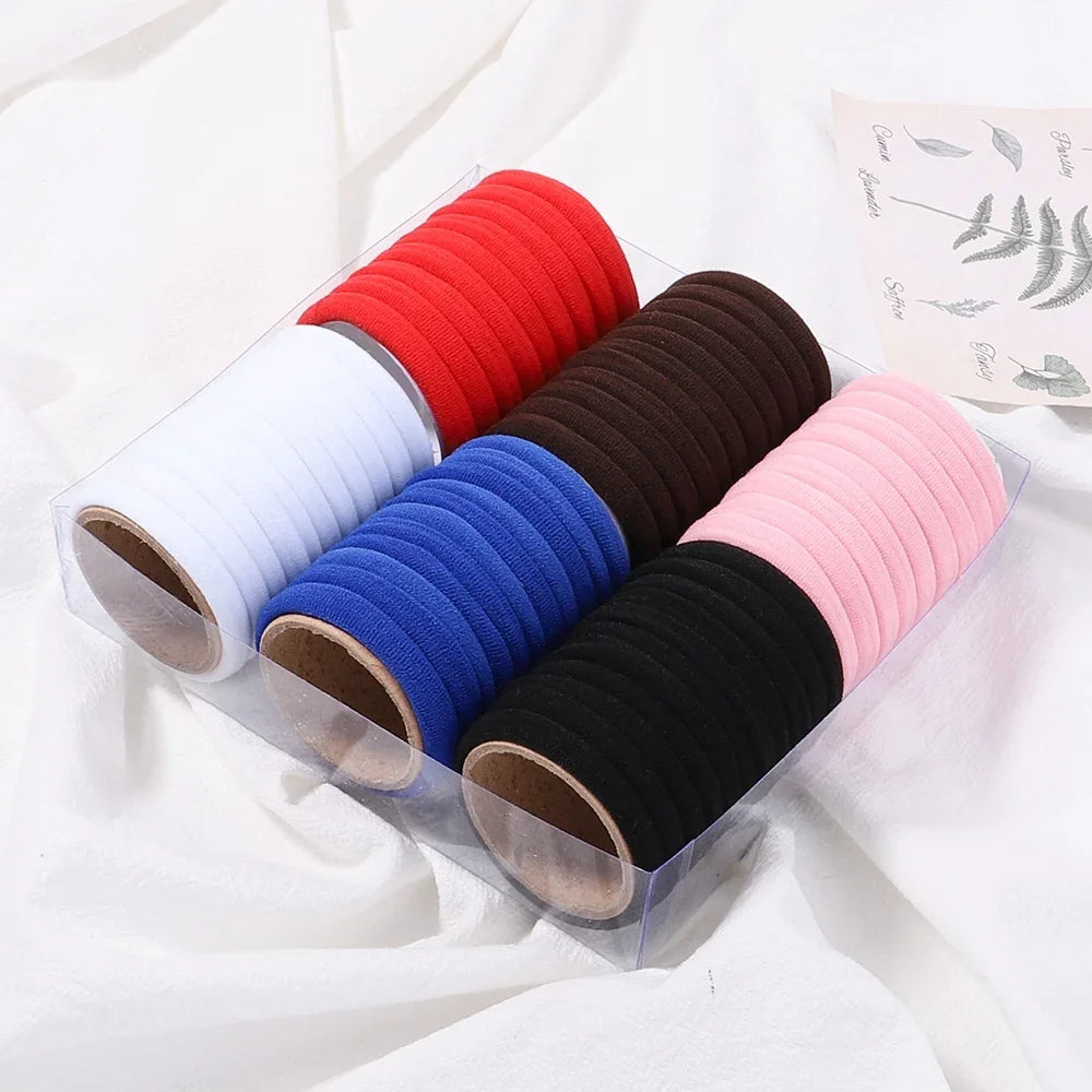 30 Stück Elastische Haargummis Damen & Mädchen | Bunte Nylon-Haargummis & Scrunchies | Zopfgummis Haaraccessoires Kinder Kaufschwan®