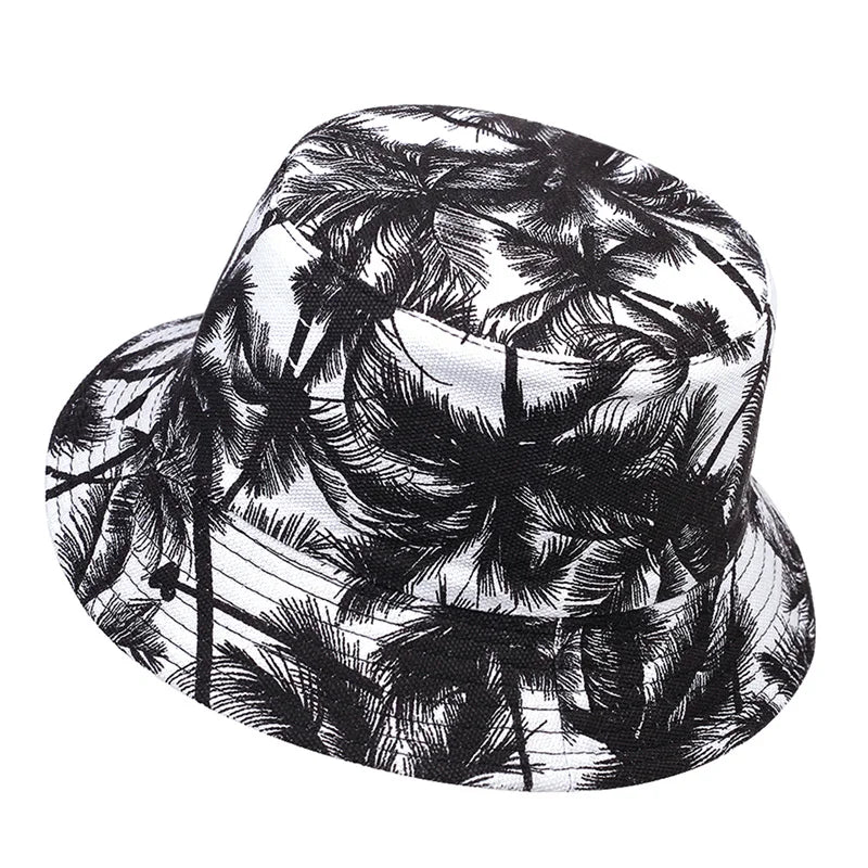 Palmen Design Hut - Wendehut für Damen & Herren – Baumwoll Fischerhut mit Palmen-Print, Streetwear Sonnenhut Kaufschwan®