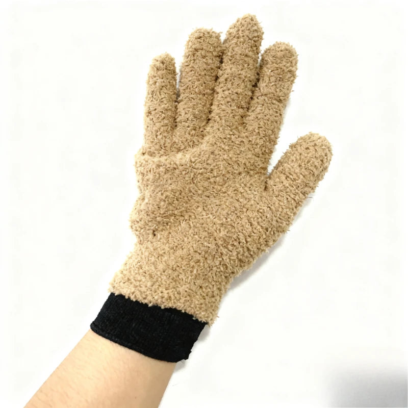 Mikrofaser Reinigungshandschuh Wiederverwendbar Staubentferner für Auto Fenster Haushalt Kaufschwan® Khaki