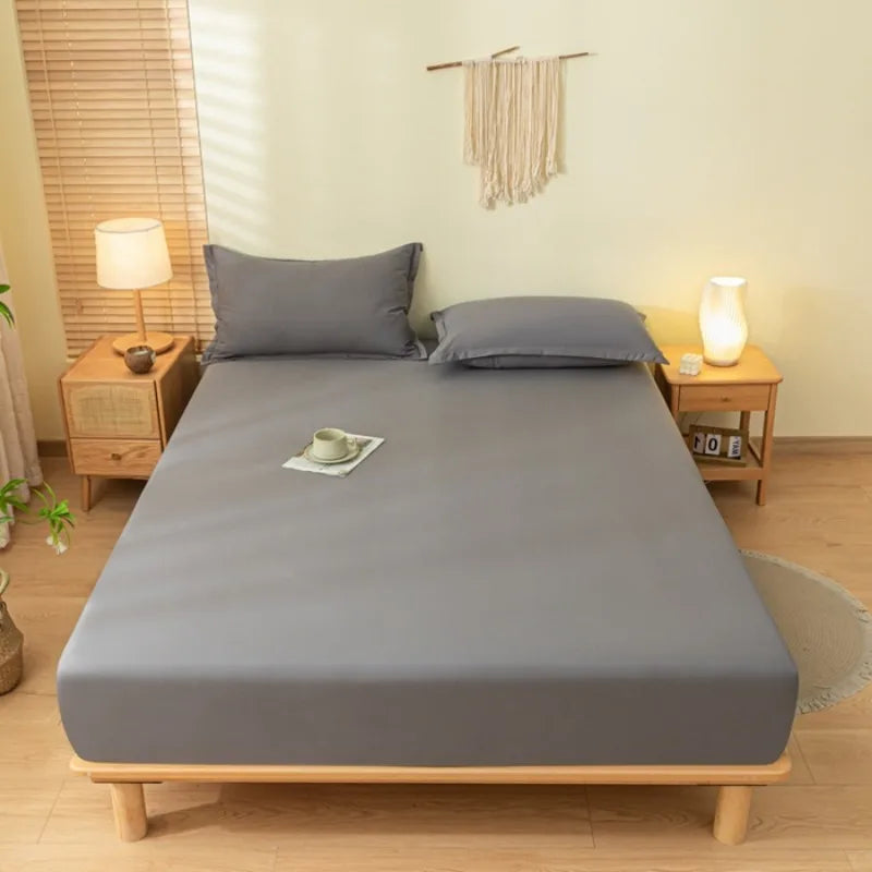 Uni Spannbettlaken – Einfaches einteiliges Matratzenschoner | Maschinenwaschbar, Ohne Kissenbezug Kaufschwan® Dunkelgrau 200x220cm