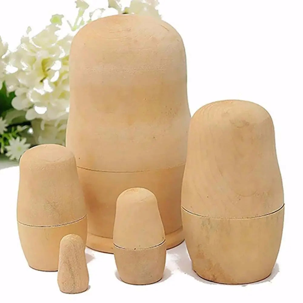 Unbemalte Holz-Matrjoschka – DIY Russische Nestpuppen | Leere Holzrohlinge für Schreibtisch- & Wohn-Dekoration