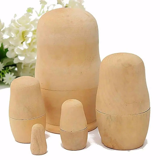 Unbemalte Holz-Matrjoschka – DIY Russische Nestpuppen | Leere Holzrohlinge für Schreibtisch- & Wohn-Dekoration