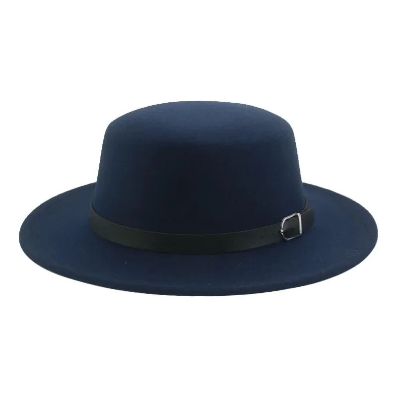 Gefilzter Herren Hut – Einfarbiger Klassischer Fedora mit Gürtelband, Casual & Formeller Winterhut Kaufschwan® Marine 56-58cm