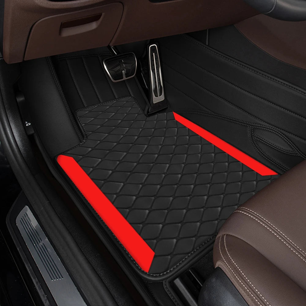 4-teiliges Luxus Teppich-Fußmatten-Set – Universelle Linkslenker Autoschalenmatten mit PU-Leder, Verschleißfest & Rutschfest Kaufschwan®