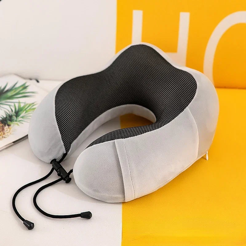 U Förmiges Memory Foam Nackenkissen – Weiches Reisekissen für Flugzeug und Nackenstütze Kaufschwan® Grau 30cmx25cm