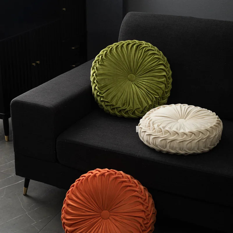 Kürbis Rundes Kissen | Gefaltetes Rad-Kissen | Rücken- & Taillenstütze | Futon Sitzkissen | Gemütliche Stuhl-Dekoration Kaufschwan®