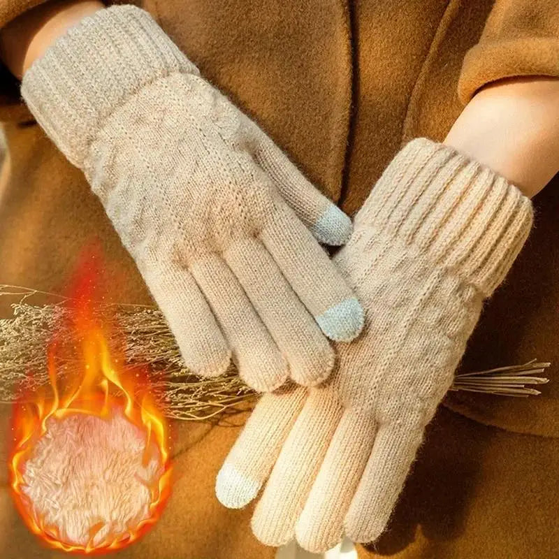 Unisex Winterhandschuhe – Warme Strickhandschuhe mit Fleece-Futter | Touchscreen Vollfinger Handschuhe für Damen & Herren, Fahrrad & Autofahren Kaufschwan®