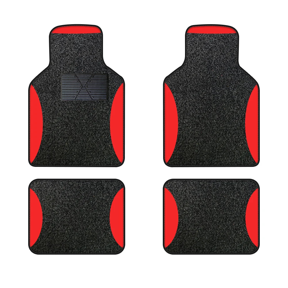 Universelle Autoschalenmatten – 4-teiliges Set aus Polyester-Velours, wasserdicht & rutschfest Kaufschwan® Rot