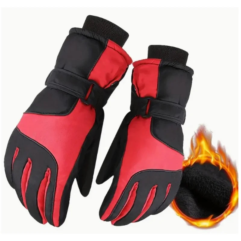 Winter Schneehandschuhe – Wasserdichte Skihandschuhe mit Thermo-Futter | Touchscreen Fahrradhandschuhe & Motorradhandschuhe für Damen & Herren Kaufschwan® Rot