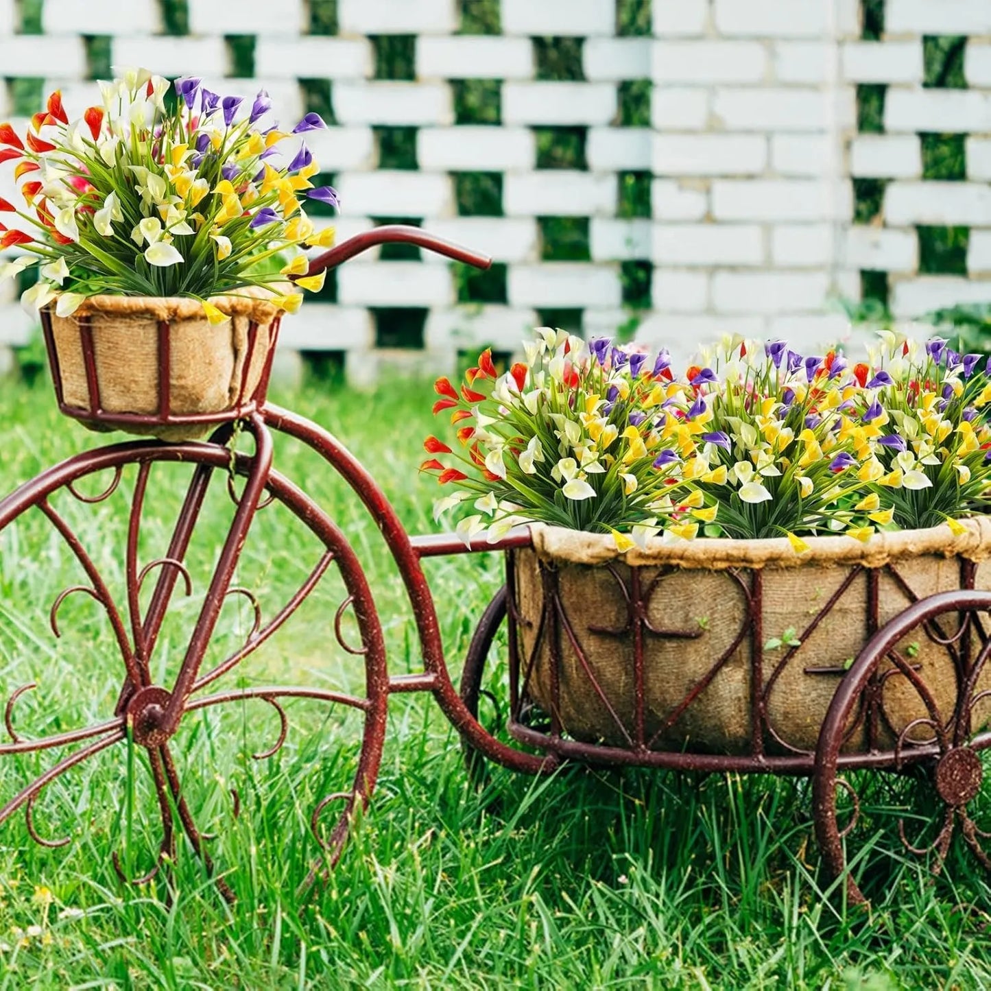 Künstliche Hufeisenlilien für Außenbereiche – UV-beständige Kunststoffblumen für Herbst | Gartendeko, Balkon & Wohnraumgestaltung Kaufschwan®