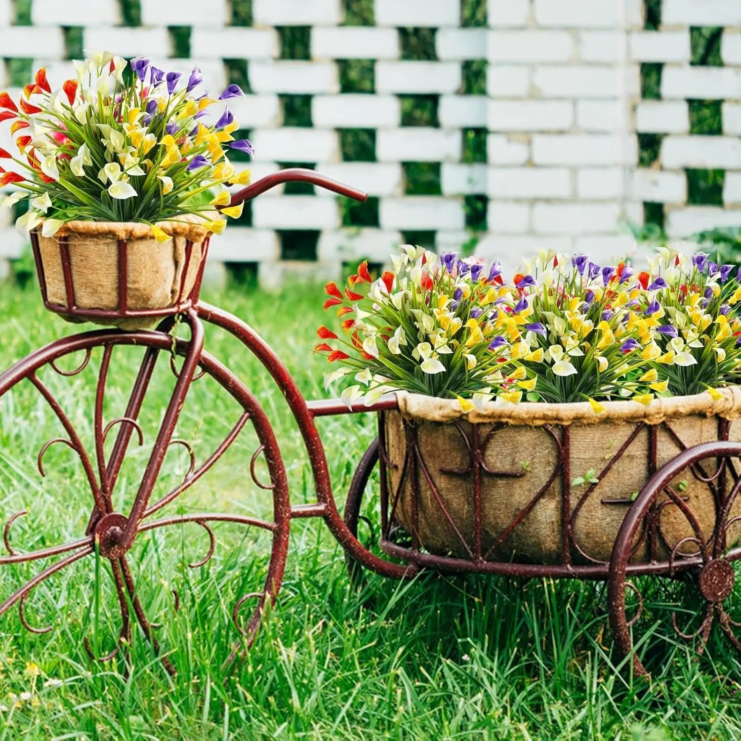 Künstliche Hufeisenlilien für Außenbereiche – UV-beständige Kunststoffblumen für Herbst | Gartendeko, Balkon & Wohnraumgestaltung Kaufschwan®