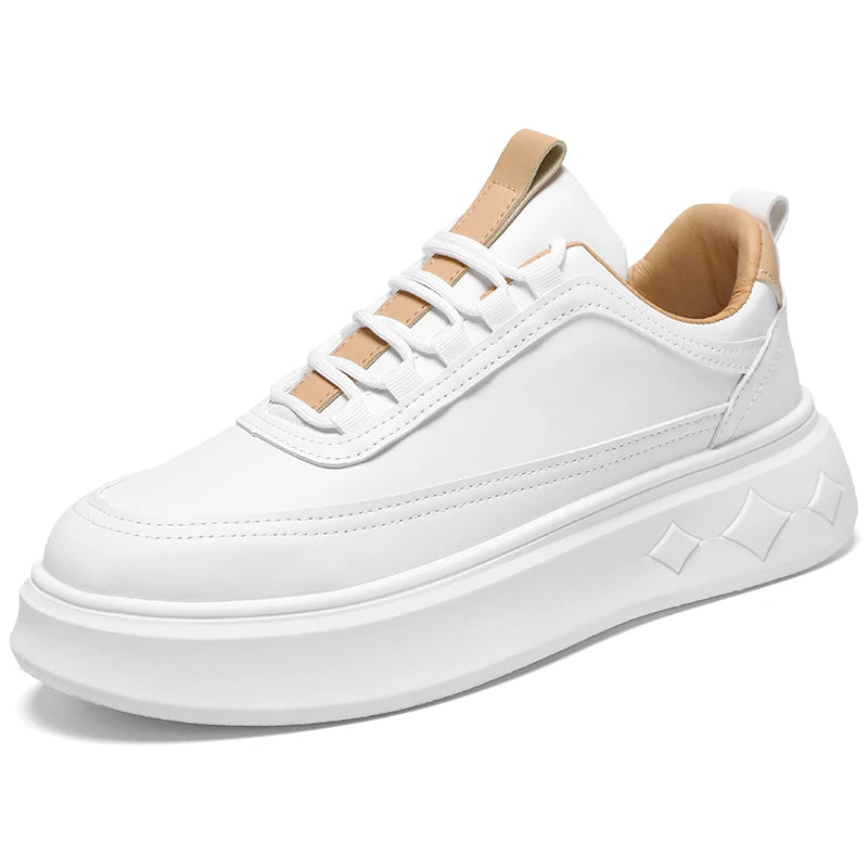 Modische Weiße Herren Sneaker – Plattform Sportschuhe für Outdoor Running | Atmungsaktive Leichte Laufschuhe mit Höheneffekt Kaufschwan®