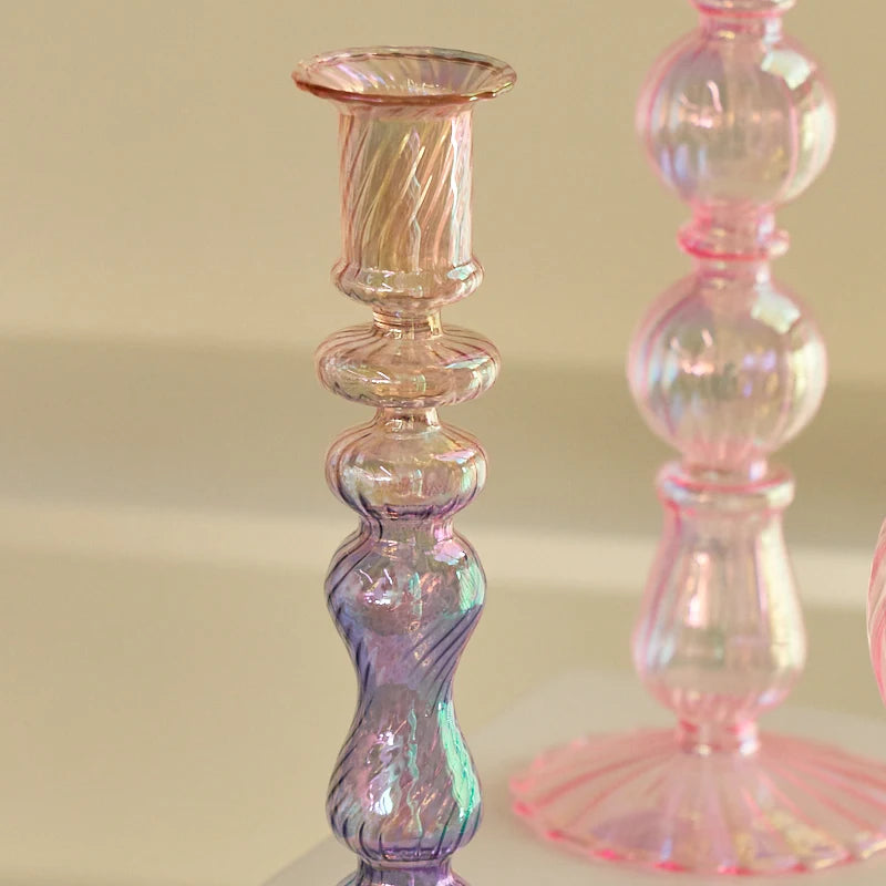 Floriddle Retro Kerzenständer – Hohe Stabkerzenhalter im Glasvasen-Stil für Zuhause, Party & Hochzeitsdekoration Kaufschwan®