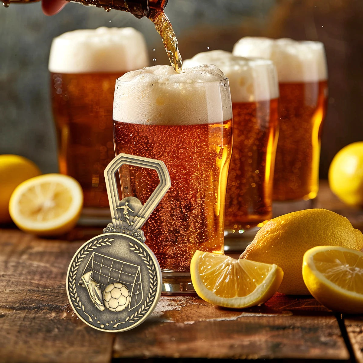 Fußball Medaillen Flaschenöffner – Bronze/Grau/Gold Geschenk für Männer Kaufschwan®