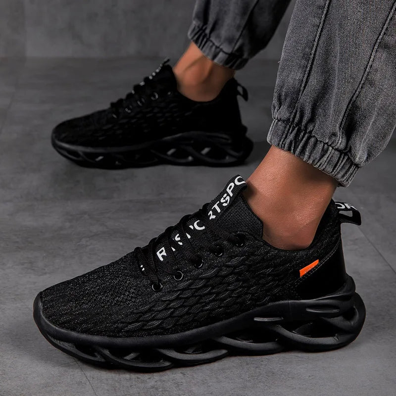 Sommer Herren Sneaker – Hochwertige Einfarbige Sportschuhe & Tennisschuhe | Atmungsaktive Schnürschuhe fürs Laufen, Training & Outdoor Kaufschwan® Schwarz 39