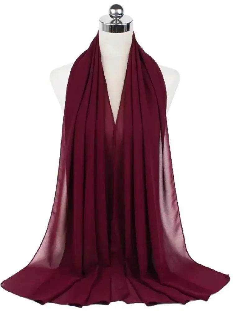 Damen Hijab aus Chiffon – Sofort Tragbares Kopftuch | Einfarbiger Instant Hijab Schal, Arabischer Wrap & Islamischer Schal Kaufschwan® Weinrot