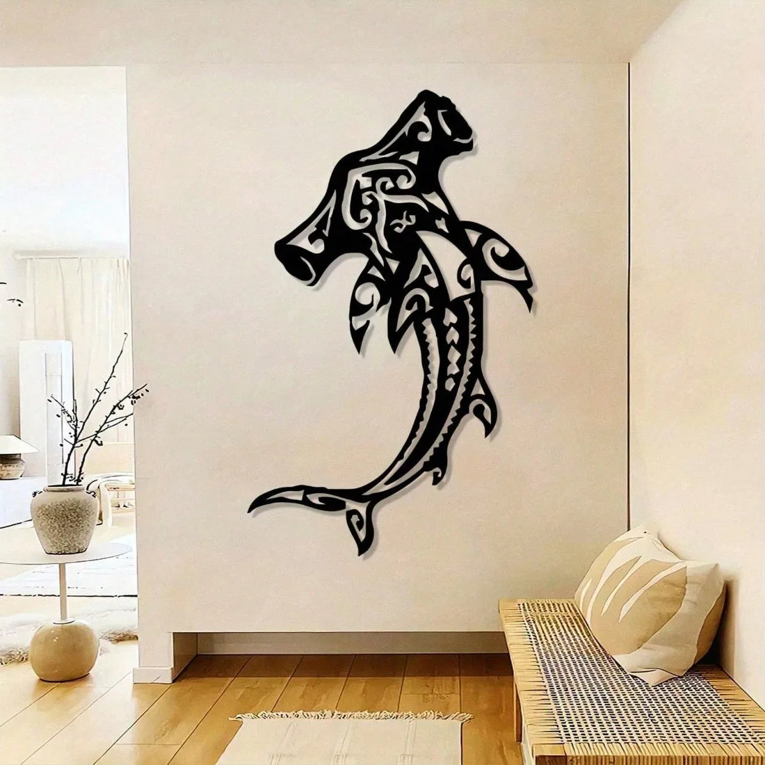 Hammerhai Metall Wandbild – Vintage Rustikale Küsten Dekoration