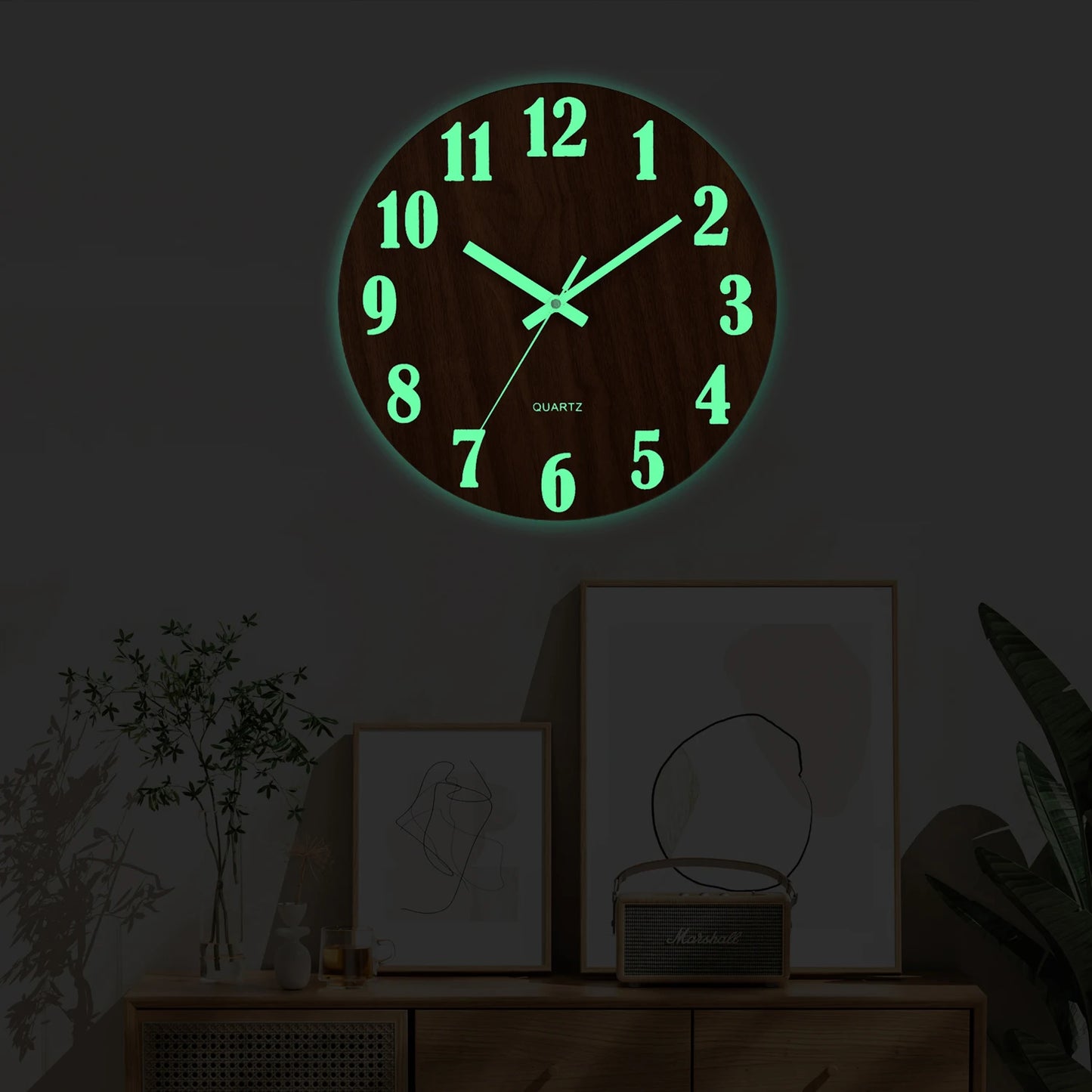 12 Zoll Leuchtende Holz Wanduhr – Leise Nordische Nachtlicht Uhr Kaufschwan®