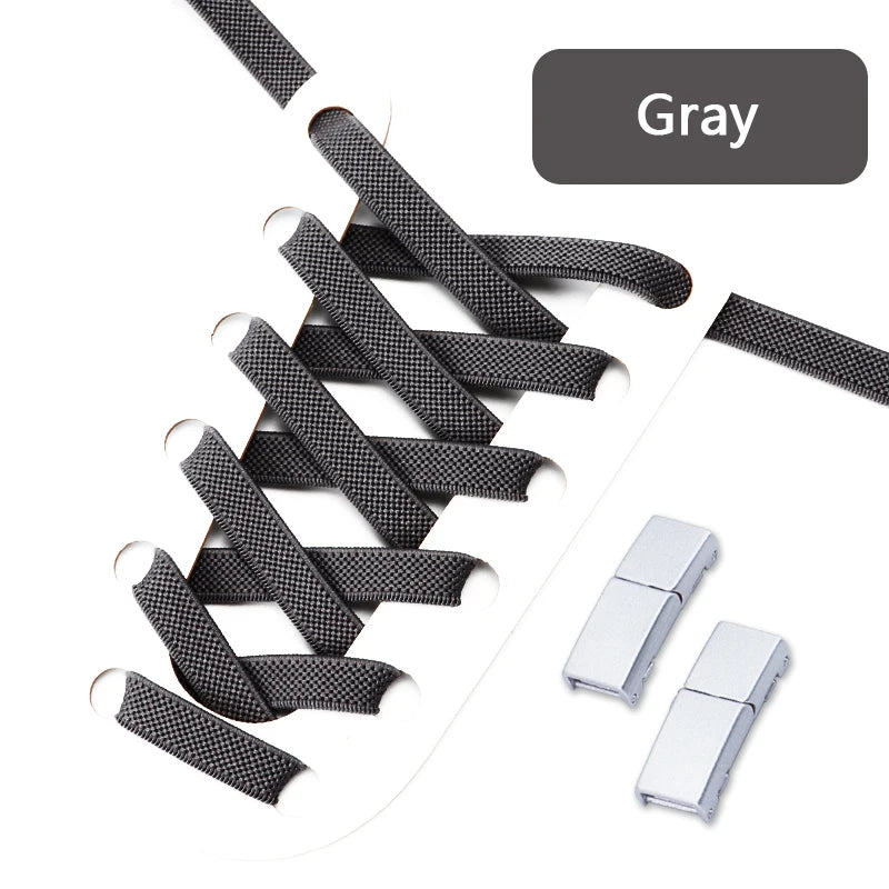 Magnetische Lock-Schnürsenkel – 8mm Breite Flache Elastische No-Tie Laces | Einfaches Schuhzubehör für Sneaker & Tennisschuhe Kaufschwan® Dunkelgrau 100cm