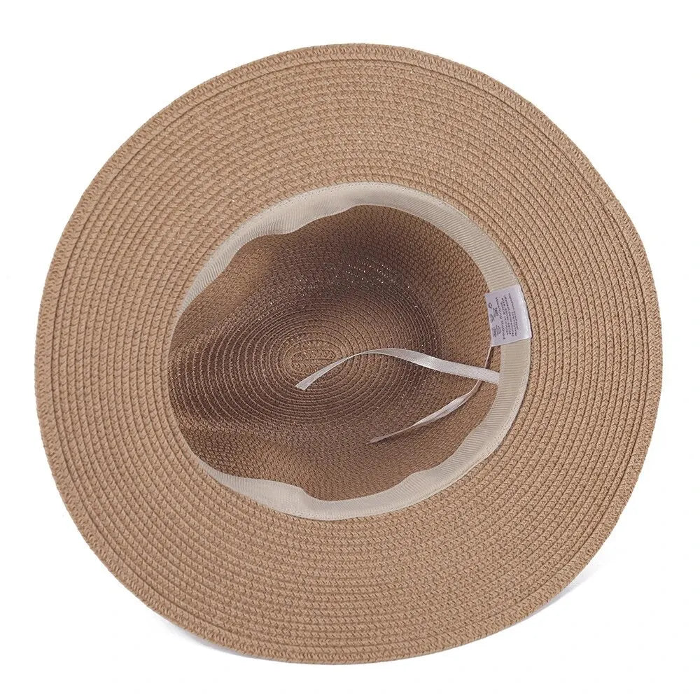 Sommer Sonnenhut Unisex | Panama Stil Strohhut | Strandhut für Urlaub & Outdoor mit Flacher Krone Kaufschwan®
