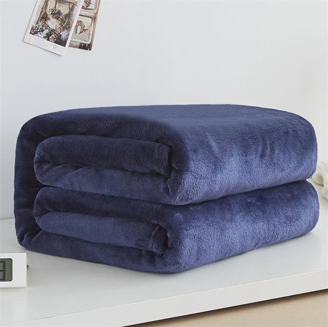 Korallfleece Flanell Decke – Weiche, warme und leichte Bettdecke, Sofabezug, Einfarbig Blau & Rosa Kariert Kunstpelz