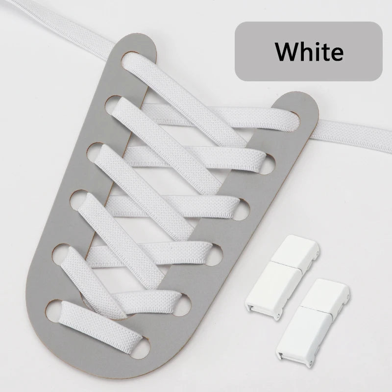 Magnetische Lock-Schnürsenkel – 8mm Breite Flache Elastische No-Tie Laces | Einfaches Schuhzubehör für Sneaker & Tennisschuhe Kaufschwan® Weiß 100cm
