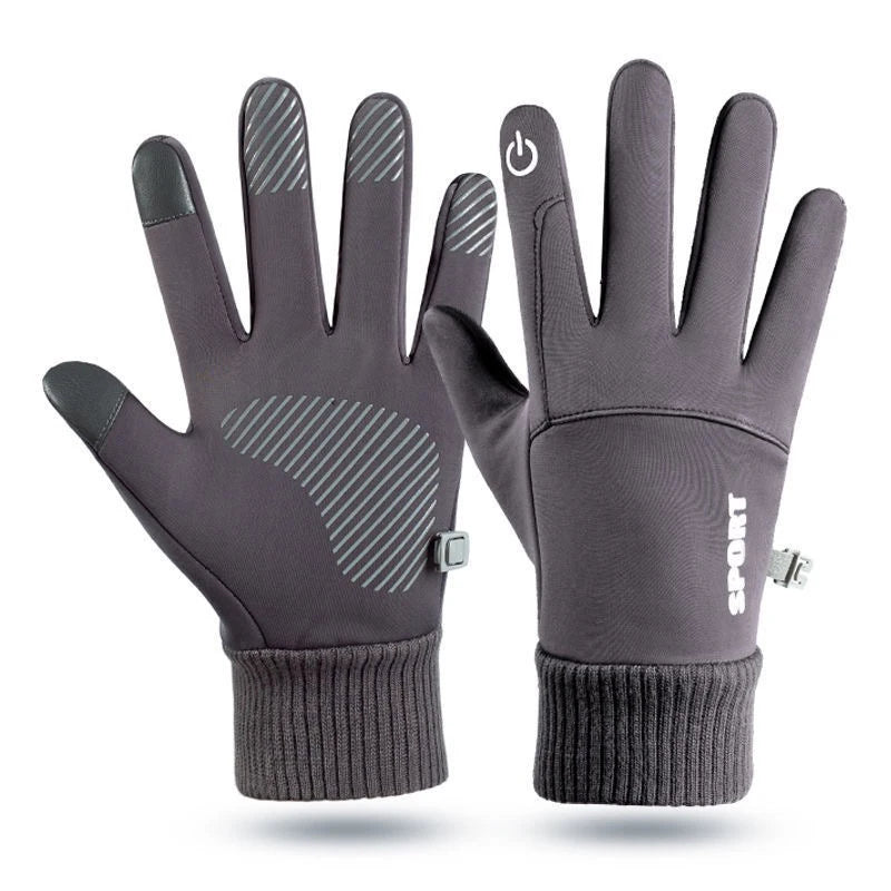 Winter Fahrrad- & Autofahrer-Handschuhe – Herren Touchscreen Handschuhe | Warme Samtfutter Handschuhe mit Anti-Rutsch für Motorrad, Wandern & Klettern Kaufschwan® Grau L