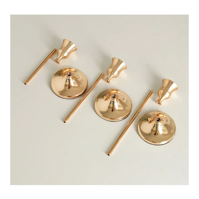 Set aus 3 Vintage Metall Aluminium Kerzenhaltern – Elegante Tischdekoration für Hochzeit, Zuhause & Hotel Kaufschwan®