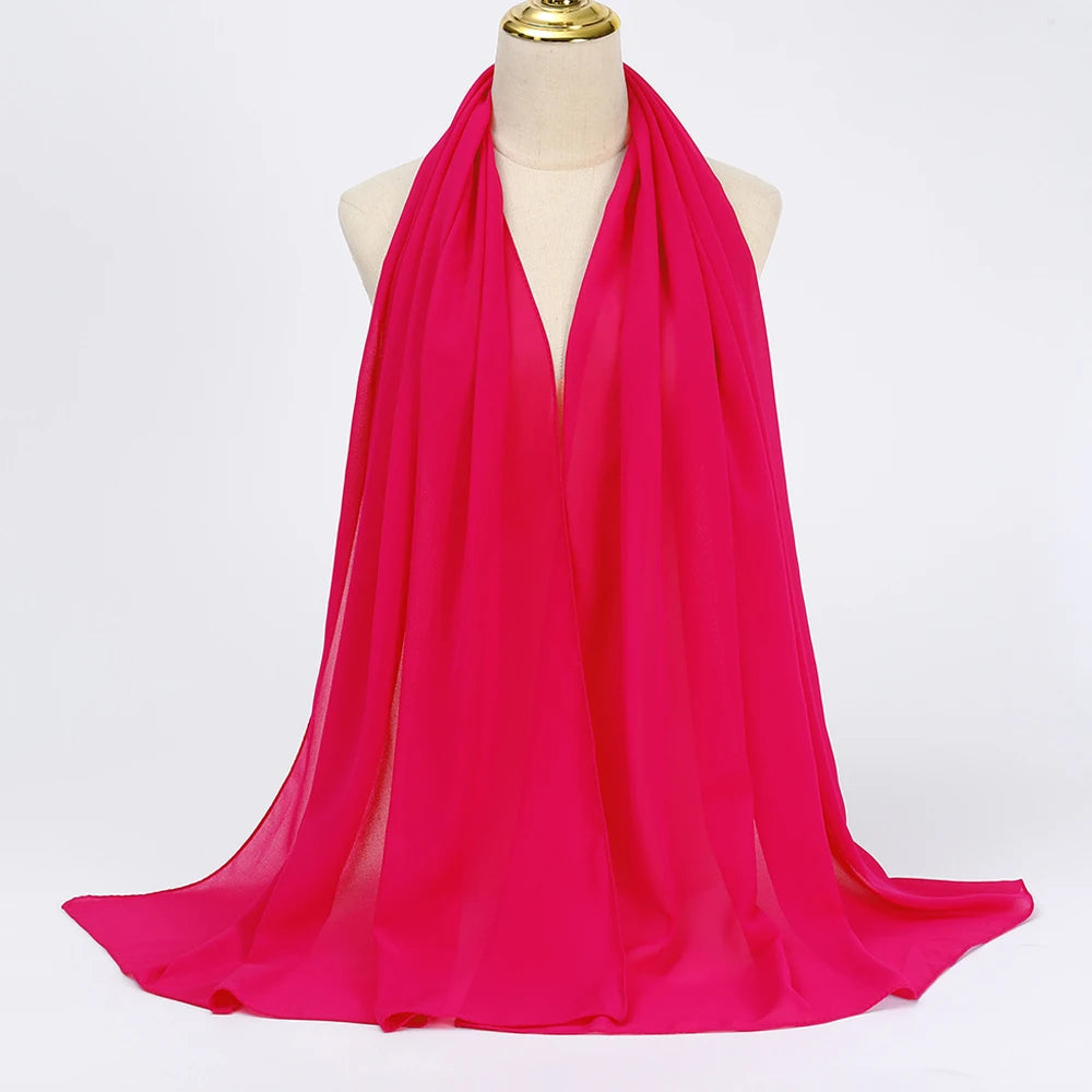 Muslimischer Chiffon Hijab Schal – Damen Langer Einfarbiger Kopf Schal | Eleganter Jersey Schleier & Modisches Umschlagtuch