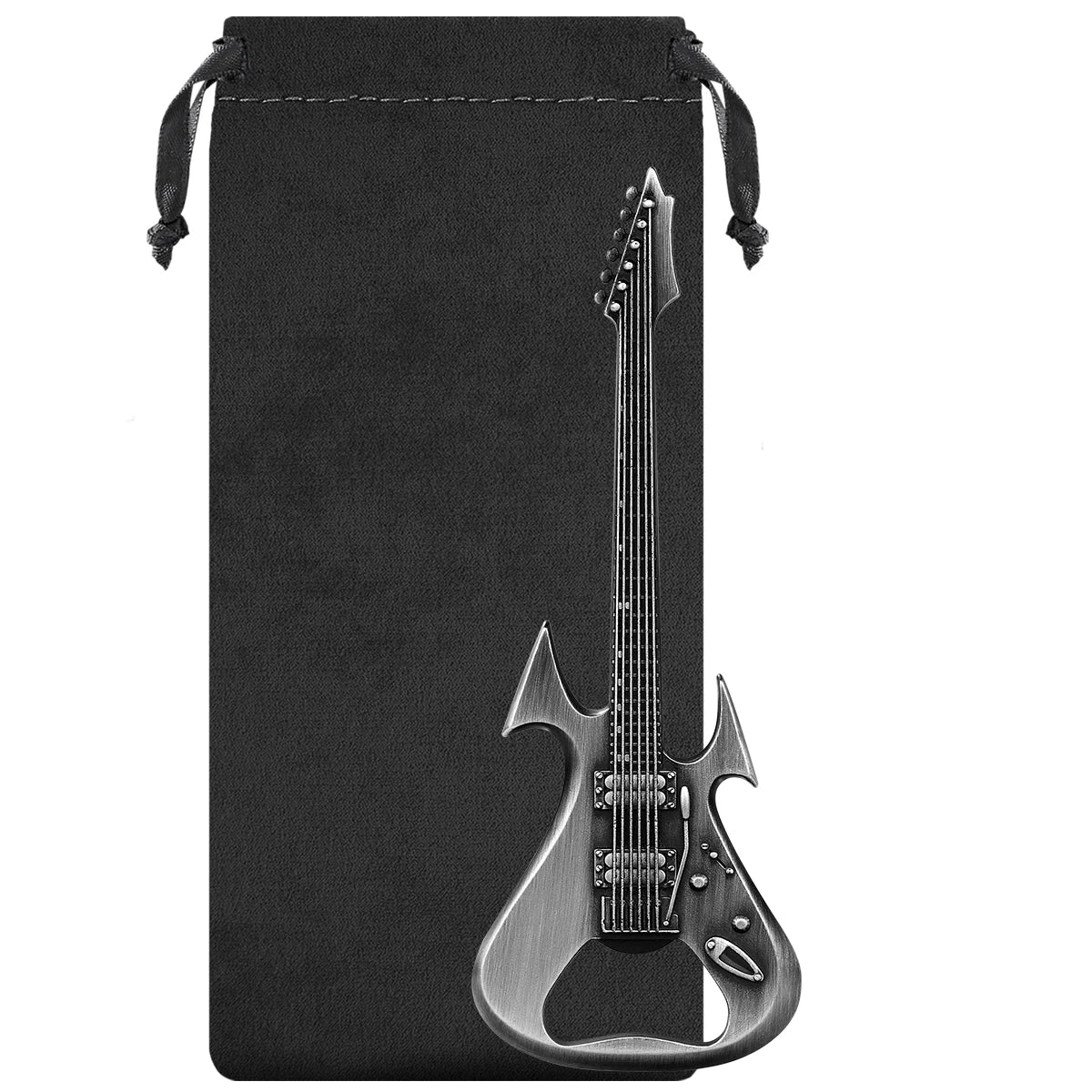 Gitarren Flaschenöffner aus Metall – Bronze/Grau Geschenk für Musikliebhaber Kaufschwan® Grau mit Tasche