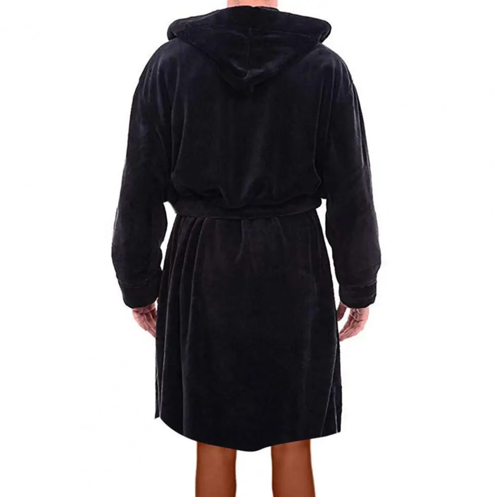 Herren Bademantel mit Kapuze aus Flanell – Warmer Morgenmantel mit Gürtel & Taschen, Weicher Schlafanzug für Zuhause Kaufschwan®
