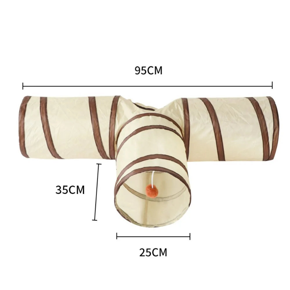 Faltbarer Katzentunnel für Katze – Atmungsaktive Spielröhre aus Polyester mit Stahldraht & Kuschelnest Kaufschwan® T-Type