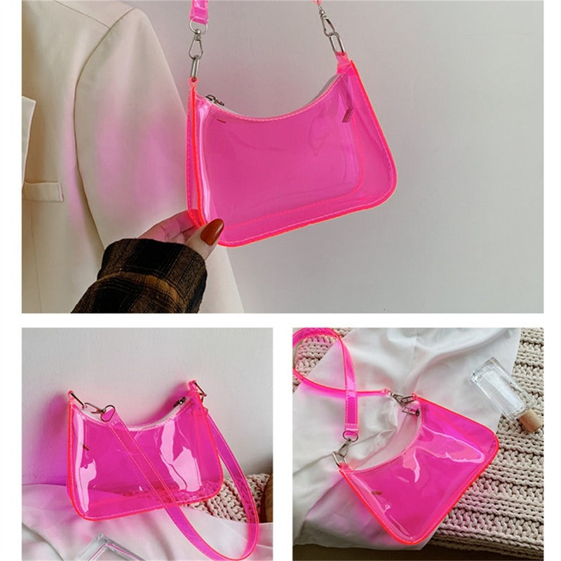 Transparente Jelly Umhängetasche – Kleine Zipper Underarm Tasche & Modische Handtasche für Damen Kaufschwan®